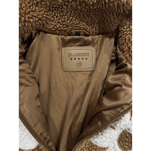 BLANKNYC Brown Floral Faux Shearling Flower Child Jacket Size XS - Picture 10 of 12